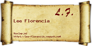 Lee Florencia névjegykártya